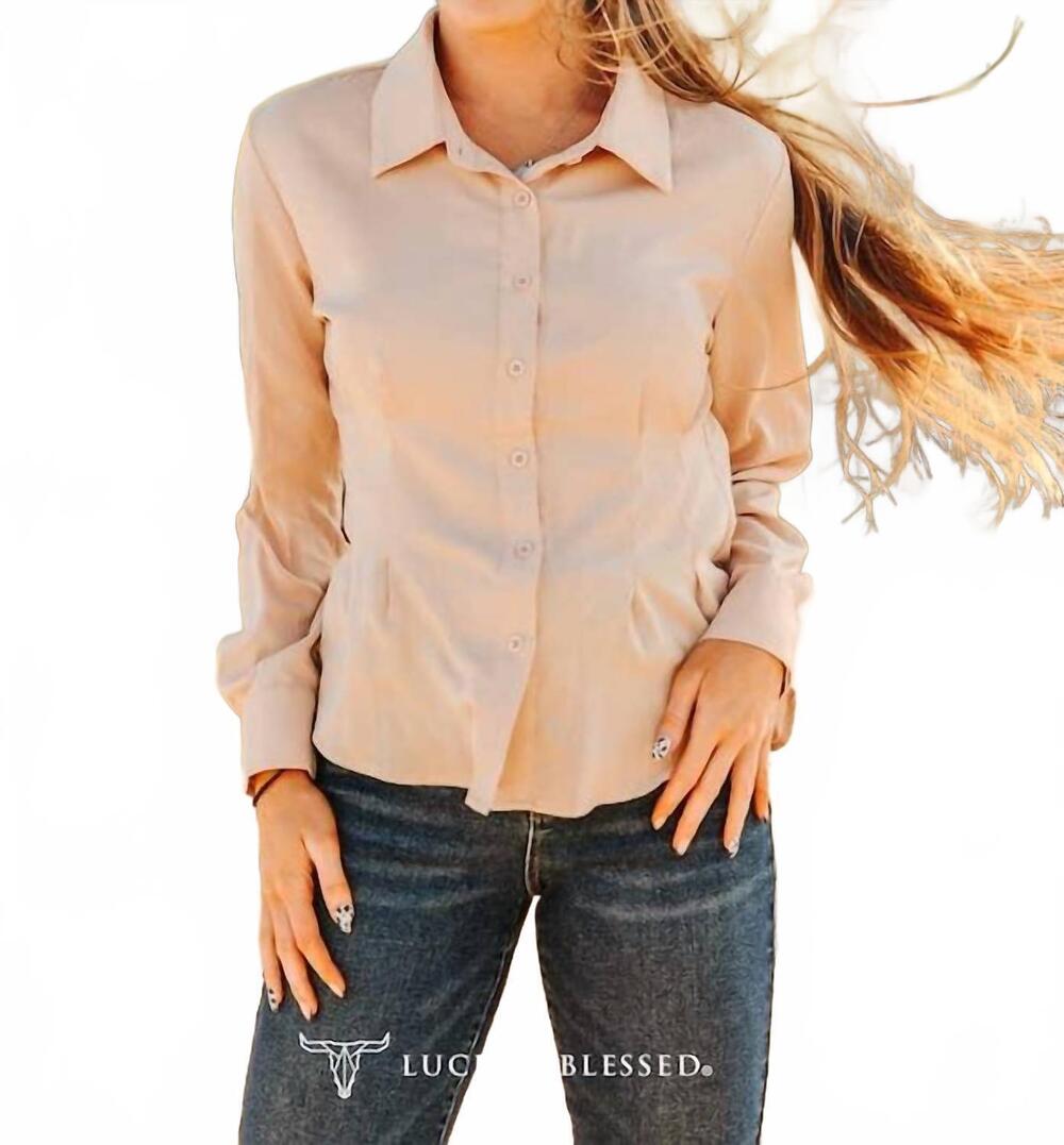 NEW LUCKY & BLESSED mercedes western button-down shirt in beige